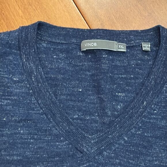 Mens Vince Long Sleeve V-Neck Wool Linen Heather Lightweight Sweater size XXL - Picture 2 of 8